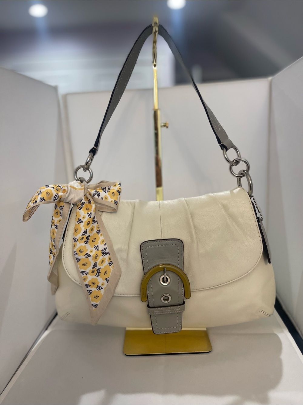 Coach Cream Leather Soho Flap